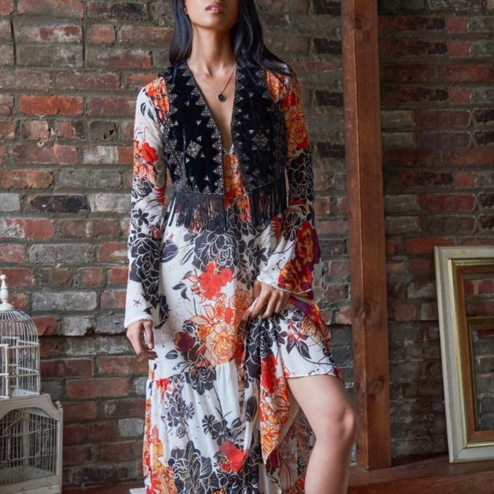 NWT! FREE PEOPLE Ella Rocker boho velvet vest L